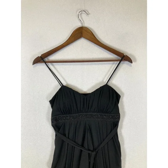 Cocktail Sweet Storm Women M Black Beaded Empire Waist Chiffon Dress 26579 - Picture 4 of 9